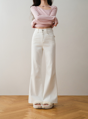 ron&ron时髦高腰微喇牛仔裤2026年春季宽松垂感显瘦百搭版型长裤