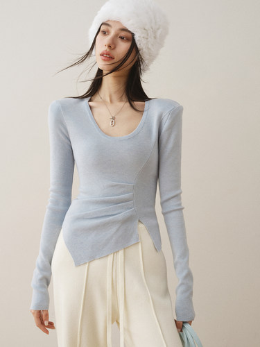 ronron圆领套头设计感气质针织衫