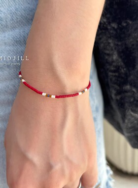 磨砂复古红极细手链新品