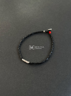 925银欧美限量方形磨砂黑手链