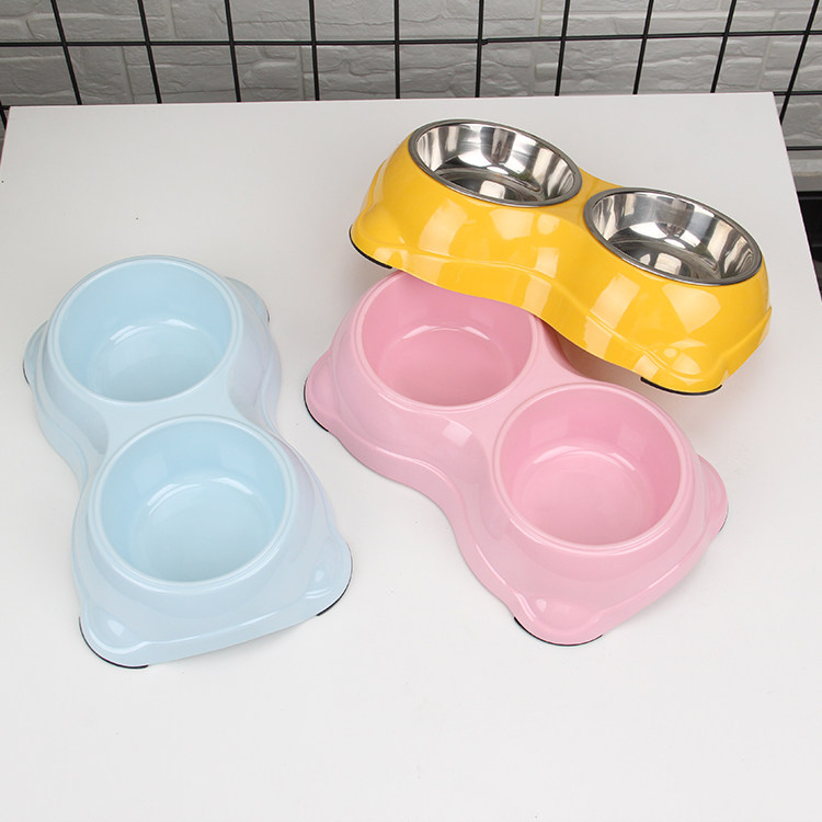 波波狗盆饭盆猫碗狗碗狗狗食盆不锈钢双碗饭碗防打翻一体两只猫的