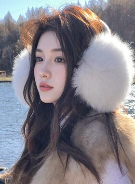 冬季氛围感白色毛绒耳罩保