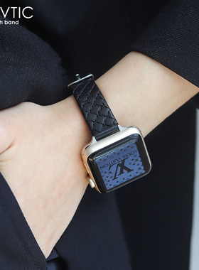 适用于苹果手表s9表带iwatch小香风applewatch表带星光色春夏绿色