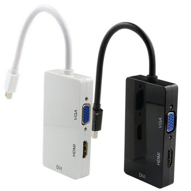 minidp转hdmi/vga/dvi三合一转换器头雷电迷你DP1080P高清连接线
