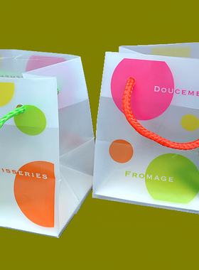 满包邮Doucement穿绳礼品立体袋小号13x11x8cm塑料包装袋10枚装