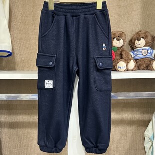 秋冬新款2025童装男女童加绒工装裤中大童休闲裤儿童仿牛仔洋气裤