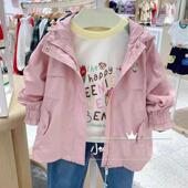 风衣春装 女童连帽中长款 中大童休闲百搭洋气儿童外套 韩版 2026新款