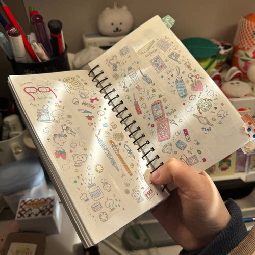 苹果爸爸what's in my bag2026新品分装盐系装饰点缀胶带手账贴纸