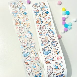 Lanbo Kabu咖啡/扑克/苏打/摄影小咔布小猫主题贴纸卷分装可爱