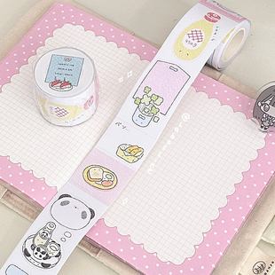 线条研究室早餐热乎乎贴纸卷分装盐系装饰点缀胶带可爱贴纸新品