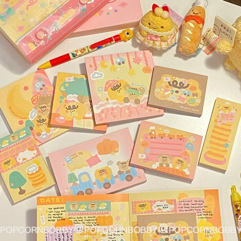 PopcornBobby炸糊狗便签分装套组炸糊狗的狗熊幼稚园手帐便签