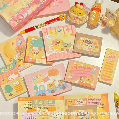PopcornBobby炸糊狗便签分装套组炸糊狗的狗熊幼稚园手帐便签