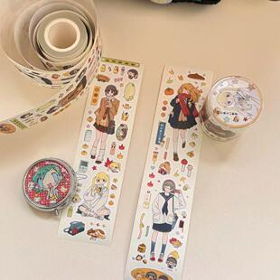Sevensoda 秋日 昭和小屋 循环分装胶带贴纸卷古早可爱新品贴纸