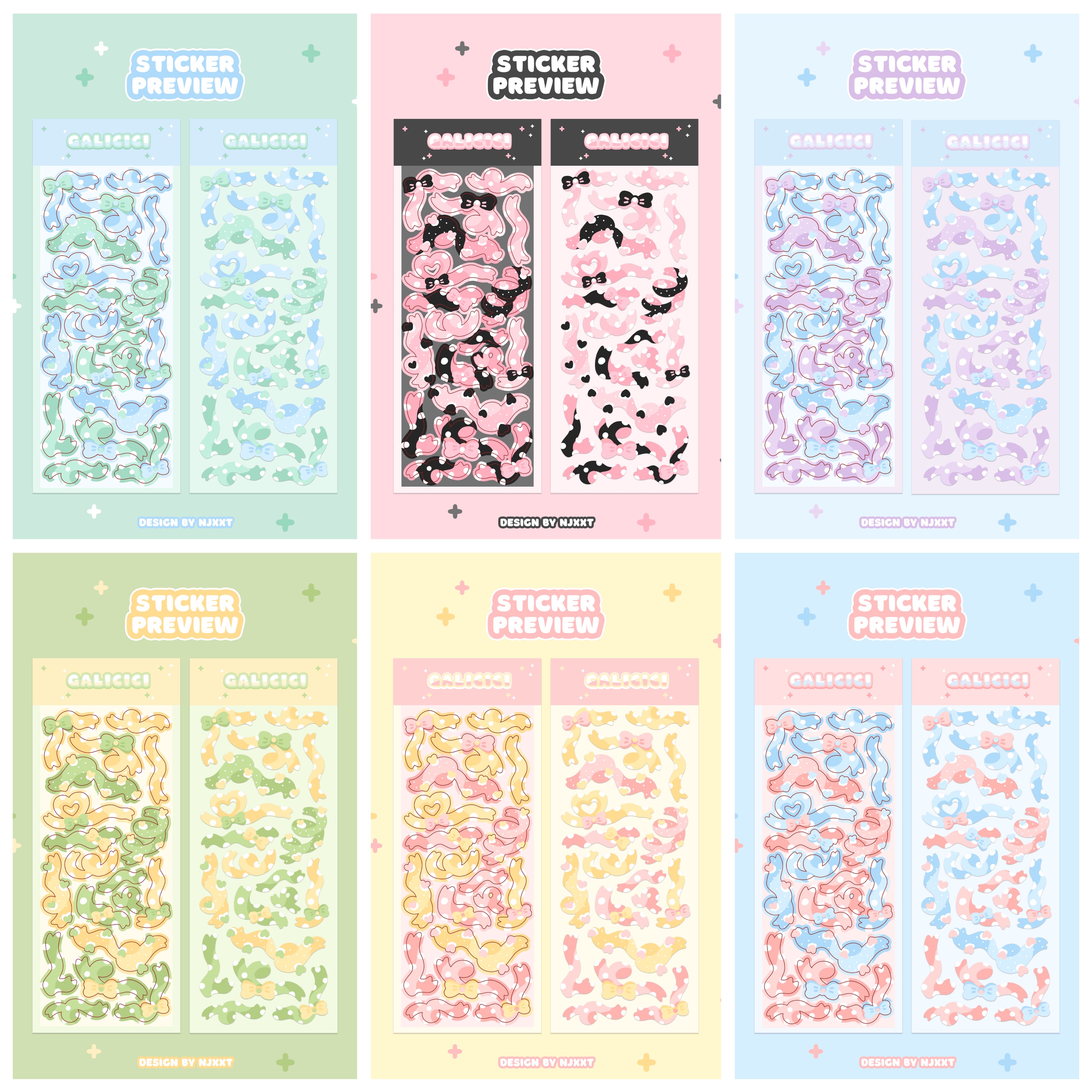 咖喱西西原创丝带系列咕卡贴纸咕卡贴纸便宜女孩儿童手帐镭射贴