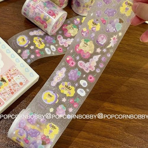 葡萄狗熊手帐拼贴Popcornbobby