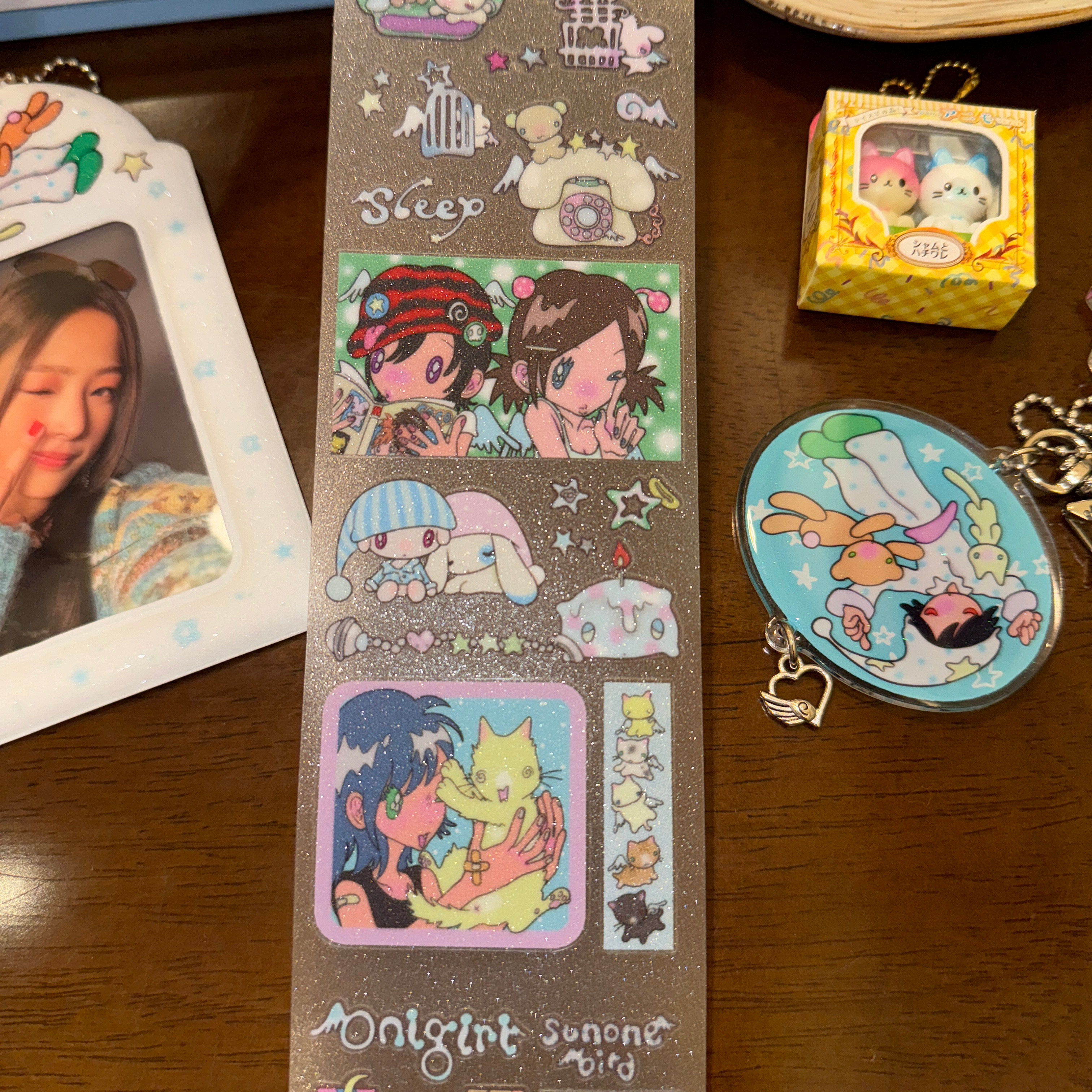 onigiri睡觉大王鸟鸟一贴纸卷分装人物女孩装饰点缀胶带可爱贴