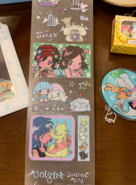 onigiri睡觉大王鸟鸟一贴纸卷分装人物女孩装饰点缀胶带可爱贴纸