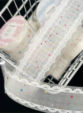 北山be shining蕾丝星星蕾丝波点贴纸卷分装盐系装饰点缀胶带手账