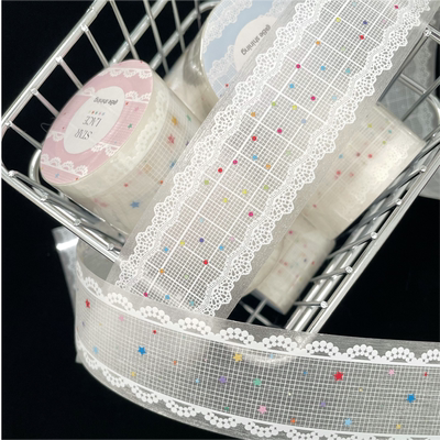 北山be shining蕾丝星星蕾丝波点贴纸卷分装盐系装饰点缀胶带手账