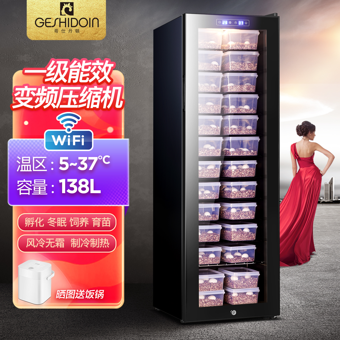 哥仕丹顿爬宠孵化箱变频压缩机