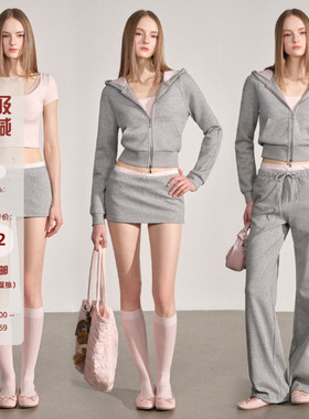 Mess Studio 辣妹方领蕾丝短袖T恤上衣半身裙休闲裤外套女套装
