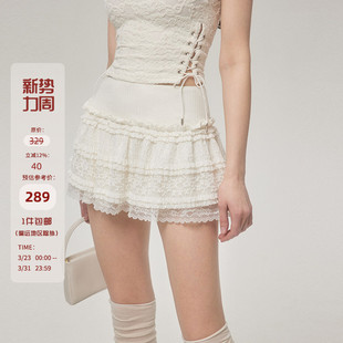 Mess 辣妹高腰蕾丝花边蛋糕裙甜辣风高级感显瘦半身裙 Studio美式