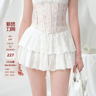 辣妹肌理感蛋糕裙女半身裙白色短裙子显瘦A字裙 夏季 Mess Studio