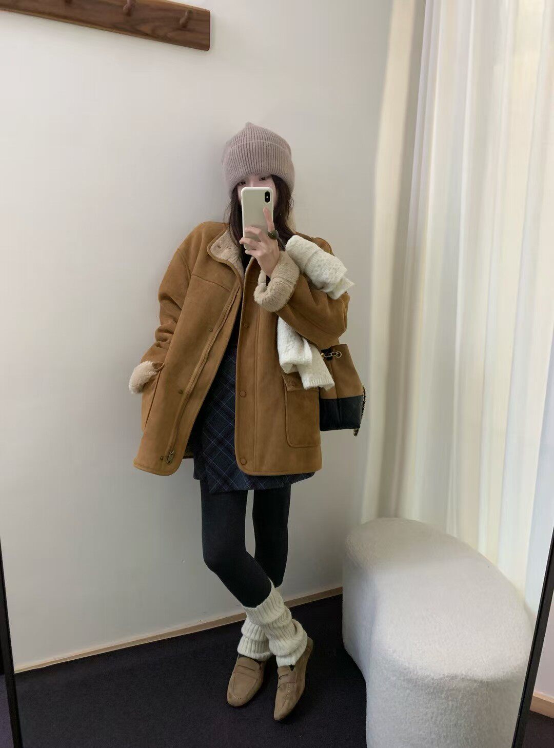 实体店复古高级感皮毛一体短外套女冬季新款翻领收腰设计宽松上衣,女装/女士精品,短外套,淘宝优惠券,粉丝福利购,淘宝优惠卷