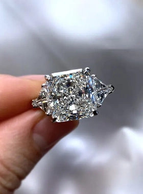 雷迪恩爆闪媲美冰花白锆石气质开口戒指女 公主方时尚指环手饰品