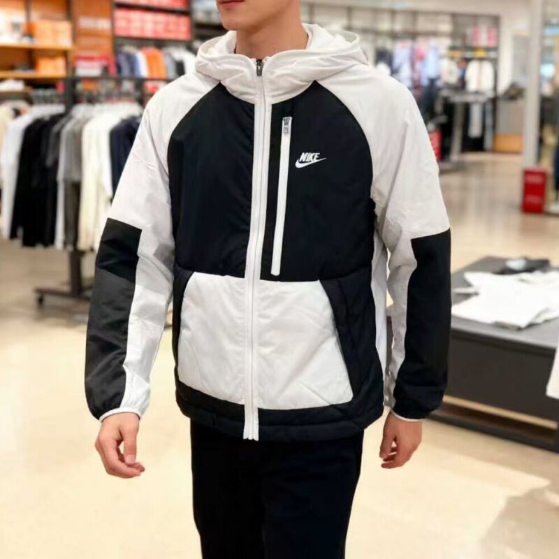 Nike耐克防风保暖 男子梭织撞色拼接连帽休闲运动棉服外套 DD6858