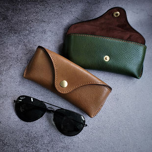 美式 复古头层牛皮眼镜盒抗压墨镜盒飞行员太阳镜收纳盒定制礼物