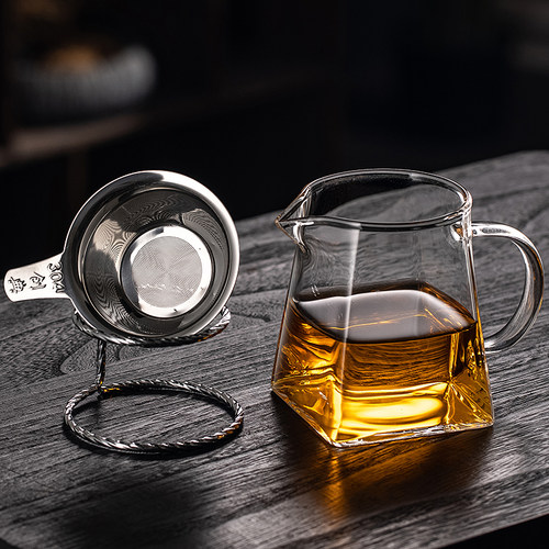 加厚耐热玻璃公道杯带茶漏过滤