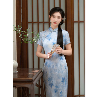 2025改良旗袍季新款妈妈素色旗袍中国风花满絮复古中式款日常旗袍