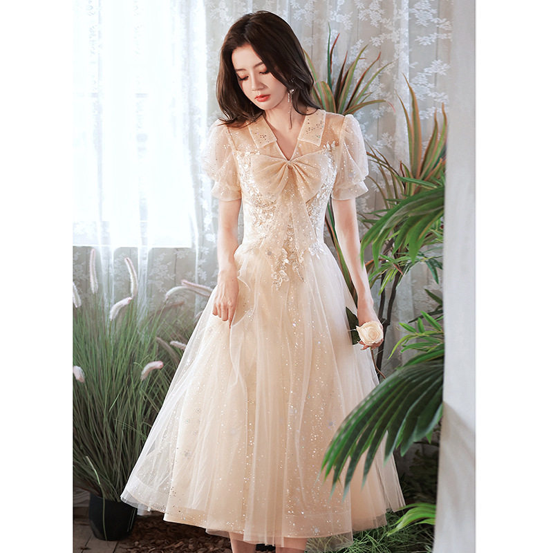 香槟色小晚礼服裙女2025新款春季气质跨境感主持人连衣裙宴会,服饰配件/皮带/帽子/围巾,汉服服配,淘宝优惠券,粉丝福利购,淘宝优惠卷