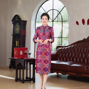 喜妈妈婚宴装两件套2025秋冬新款年轻婆婆婚庆旗袍礼服改良60691