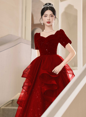 2025新款高端红色法式轻奢订婚服