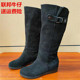 新款 联邦牛仔女鞋 冬季 反绒牛皮磨砂高筒女靴内增高加绒保暖骑士靴