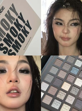 眼影盘高级感蓝灰碎钻小烟熏妆暗黑系玩妆黑银紫古早截断 SMOKY