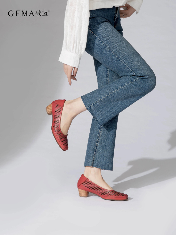 西班牙女凉鞋真皮宽楦单鞋软底船鞋透气妈妈鞋皮鞋奶奶鞋编织女鞋