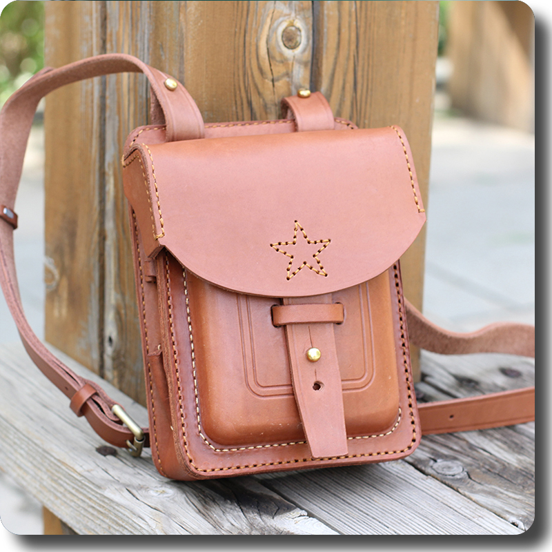 时朴坊单肩斜挎硬牛皮复古方包