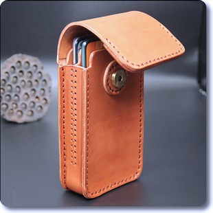 竖款手机包头层硬牛皮定型腰包2部手机隔层两部装防磕碰手机袋