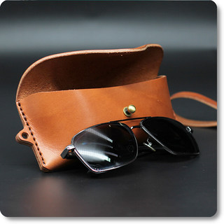 真皮眼镜盒头层硬牛皮定型太阳镜包纯手工植鞣皮墨镜包装袋复古风