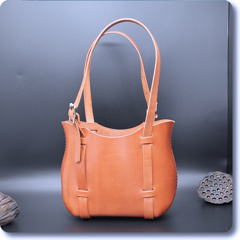 头层硬牛皮定型包植鞣休闲托特包