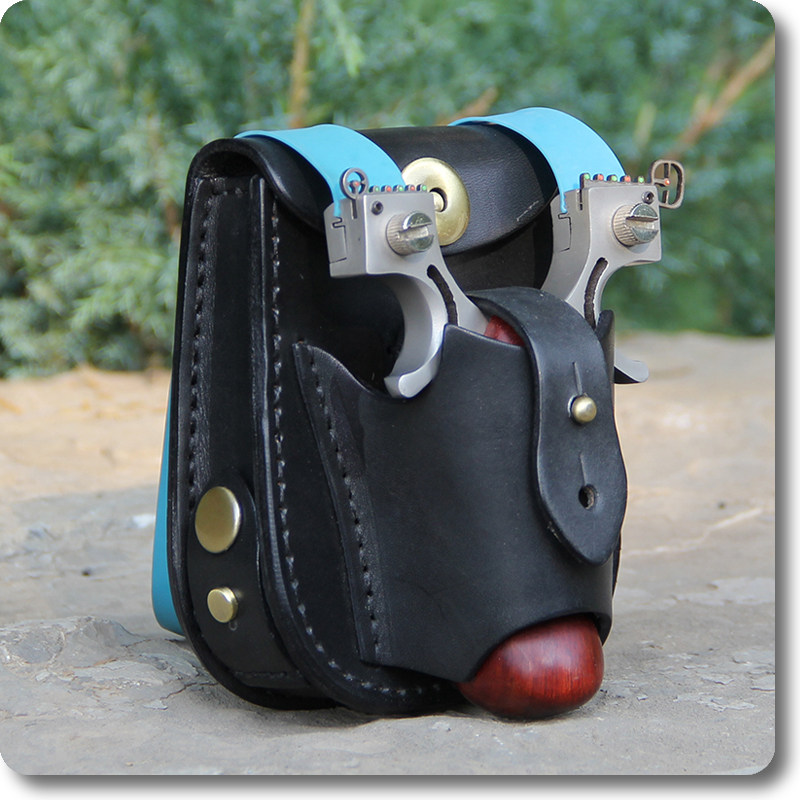 头层硬牛皮一体弹弓钢珠包户外功能包纯手工缝制户外腰包