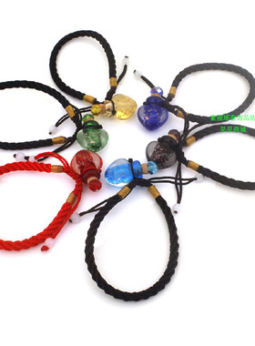 装朱砂夜光简约风琉璃吊坠手环