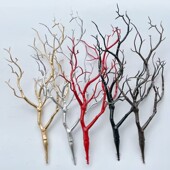 手工DIY装 饰仿真树枝圣诞节万圣节鹿角枝发财树孔雀枝35cm珊瑚枝