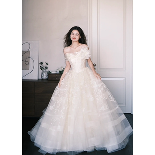 法式 轻奢高级感轻婚纱绝美超仙晨袍新娘敬酒服迎宾出门纱礼服裙