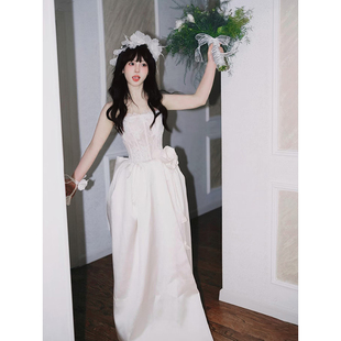 抹胸法式 出门纱缎面气质新娘迎宾高级感礼服 超仙轻婚纱新娘新款