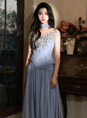 法式晚礼服裙宴会舞会年会小众高级感轻奢演出服新娘结婚订婚礼服