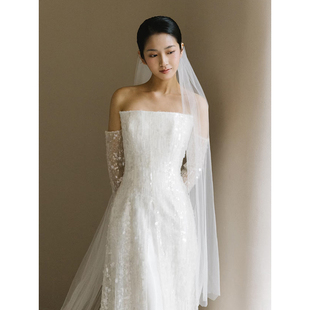 法式高级感轻婚纱出门纱简约小众新娘宴会敬酒迎宾礼服裙气质订婚